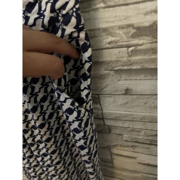 Boden Jersey Stretch Knee Length Dress Cap Sleeve Size 6P Navy Blue Bird Print - Picture 6 of 9